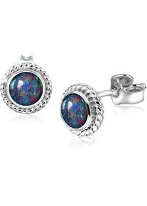 Paar Ohrstecker NENALINA "Opal Geburtsstein Oktober Trend Edel 925 Silber", grau, Ohrringe, Damen, onesize,mit Steinen, Silber 925 (Sterlingsilber)