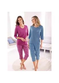 w&auml;schepur Schlafanzug W&Auml;SCHEPUR, Damen, Gr. 48/50, bunt (mittelblau, ecru, erika, ecru), 100% Baumwolle, Homewear-Sets Schlafanzug