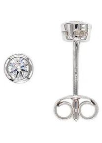 Paar Ohrstecker Jobo, silber (silber 925), Ohrringe, Damen, 4mm, Silber 925 (Sterlingsilber), rund 925 Silber mit Zirkonia