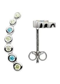 Paar Ohrstecker Jobo "Ohrringe mit 14 Zirkonia t&uuml;rkis", silber (silber 925, blau), Ohrringe, Damen, Silber 925 (Sterlingsilber), 925 Silber rhodiniert
