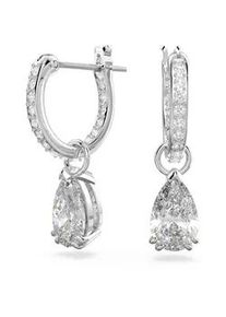 Paar Creolen Swarovski "Stilla Pear Drop", silber (metallfarben, kristallwei&szlig;, kristallwei&szlig;), Ohrringe, Damen, Metall, mit Swarovski Kristall - Einh&auml;nger abnehmbar