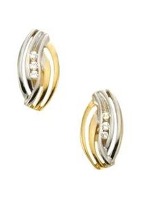 Paar Ohrstecker Vivance "333/- Gelbgold bicolor 6x Zirkonia", bunt (mehrfarbig, wei&szlig;), Ohrringe, Damen, one-size, Gold