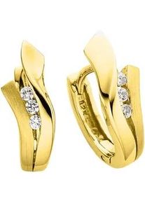 Paar Creolen Bruno Banani "Schmuck Geschenk Silber 925 Ohrschmuck Ohrringe", gold (gelbgoldfarben, wei&szlig;, kristallwei&szlig;), Ohrringe, Damen, Silber 925 (Sterlingsilber), mit Zirkonia (synth.)