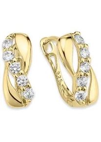 Paar Creolen Bruno Banani "Schmuck Geschenk Silber 925 Ohrschmuck Ohrringe", gold (gelbgoldfarben, wei&szlig;, kristallwei&szlig;), Ohrringe, Damen, Silber 925 (Sterlingsilber), mit Zirkonia (synth.)