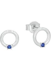 Paar Ohrstecker Amor "Kreis", bunt (silberfarben, blau, blau), Ohrringe, Damen, 7mm, Silber 925 (Sterlingsilber), mit Zirkonia (synth.)