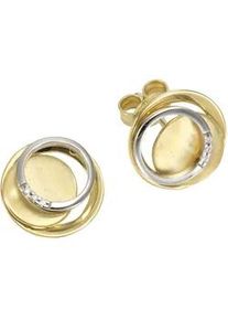 Paar Ohrstecker OROLINO "Gold 585 zweifarbig mit 6 Brillanten zus. 0,02ct.", bunt (mehrfarbig, wei&szlig;), Ohrringe, Damen, one-size, 0,02 SI = kleine Einschl&uuml;sse, Gold