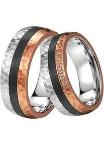 Trauring DOOSTI "Schmuck Geschenk Edelstahl Trauring Ehering Partnerring LIEBE" Gr. 54, rosa (edelstahlfarben, ros&eacute;goldfarben, schwarz), Fingerringe, Damen, 54,mit Zirkonia, Carbon Edelstahl, 7mm, Carbon, Edelstahl, Trauring, wahlweise mit oder ohne Zirkonia