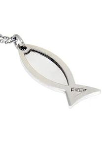 Kette mit Anh&auml;nger Firetti "Schmuck Geschenk Halskette Fisch - Glaube an Jesus Christus Kugelkette", silber (edelstahlfarben), Halsketten, Damen, Edelstahl, L: 50