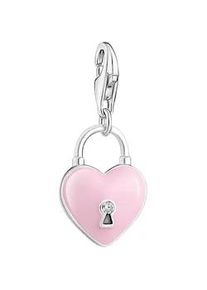 Charm-Einh&auml;nger Thomas Sabo "rosa Herzschloss", wei&szlig; (silberfarben, rosa, wei&szlig;, wei&szlig;), Charms, Damen, Silber 925 (recycelt), mit Zirkonia (synth.)