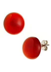 Paar Ohrstecker Jobo, silber (silber 925), Ohrringe, Damen, 12mm, Silber 925 (Sterlingsilber), rund 925 Silber mit Carneol