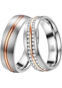 Trauring DOOSTI "Schmuck Geschenk Edelstahl Trauring Ehering Partnerring LIEBE" Gr. 56, rosa (edelstahlfarben, ros&eacute;goldfarben), Fingerringe, Damen, 56,mit Zirkonia, Edelstahl, 6mm, Trauring, wahlweise mit oder ohne Zirkonia