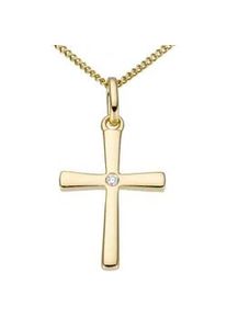 Kettenanh&auml;nger Firetti "Schmuck Geschenk Gold 333 Halsschmuck Anh&auml;nger f&uuml;r Halskette Kreuz", gold (gelbgoldfarben, wwei&szlig;), Schmuckanh&auml;nger, Damen, 0,01 P2 = erkennbare Einschl&uuml;sse, Diamanten Gelbgold 333, 0,45 g, Diamanten, Gelbgold 333, Kettenanh&auml;nger, mit Brillant