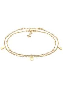 Fu&szlig;kette Elli "Ball Basic 2er Set 925 Sterling Silber" Gr. 22, gold, Fu&szlig;ketten, Damen, 22cm, Silber 925 (Sterlingsilber)