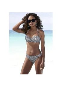 B&uuml;gel-Bandeau-Bikini JETTE, Damen, Gr. 38, Cup A, schwarz-wei&szlig; (schwarz, wei&szlig;), Polyamid, bedruckt, Bikini-Sets, mit Zier-Accessoires