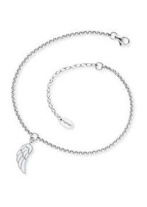Fu&szlig;kette Engelsrufer "Fl&uuml;gel mit Emaille", silber (edelstahlfarben, wei&szlig;), Fu&szlig;ketten, Damen, Edelstahl, mit Emaille