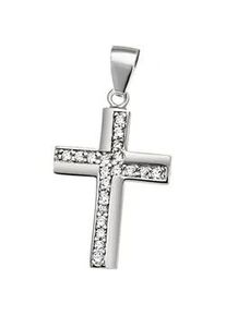 Kettenanh&auml;nger Firetti "Schmuck Geschenk Silber 925 Halsschmuck Anh&auml;nger Kreuz", silber (silberfarben, kristallwei&szlig;, kristallwei&szlig;), Schmuckanh&auml;nger, Damen, Silber 925 (Sterlingsilber), 1,6 g, Kettenanh&auml;nger, mit Zirkonia (synth.)