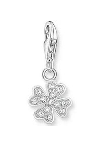 Charm-Einh&auml;nger Thomas Sabo "Kleeblatt", bunt (silberfarben, wei&szlig;, wei&szlig;), Charms, Damen, Silber 925 (recycelt), mit Zirkonia (synth.)