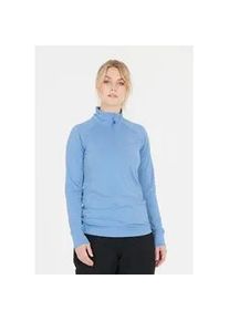 Langarmshirt WHISTLER "Blume", Damen, Gr. 44, blau, 92% Polyester, 8% Elasthan, unifarben, normal, Shirts Langarmshirt, mit Rei&szlig;verschluss und Stehkragen
