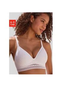 Bralette-BH Lascana "Freya", Damen, Gr. 70, Cup B, wei&szlig;, Spitze, Obermaterial: 36% Polyamid, 29% Polyester, 27% Baumwolle, 8% Elasthan, BHs, ohne B&uuml;gel mit eingearbeitetem Push-up Kissen, Dessous