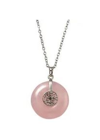 Kette mit Anh&auml;nger Firetti "Schmuck Geschenk Halsschmuck Halskette Ankerkette Lebensbaum Edelstein", bunt (silberfarben, rosa), Halsketten, Damen, Edelstahl, L: 60 B: 2mm, Made in Germany - mit Edelstein, B:2mm