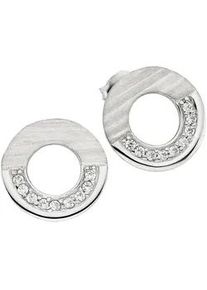 Paar Ohrstecker Bruno Banani "Schmuck", silber (silberfarben, kristallwei&szlig;, kristallwei&szlig;), Ohrringe, Damen, 14,8mm, Silber 925 (Sterlingsilber), mit Zirkonia (synth.)