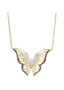 Kette mit Anh&auml;nger Firetti "Schmuck Geschenk Silber 925 Halsschmuck Halskette Ankerkette", gold (gelbgoldfarben, kristallwei&szlig;, schwarz), Halsketten, Damen, Silber 925 (Sterlingsilber), L: 45 B: 1mm, mit Zirkonia (synth.), B:1mm