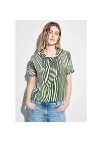 Kapuzenshirt Cecil, Damen, Gr. S (38), gr&uuml;n (cool khaki), Stoff, Vorderteil: 100% Viskose; R&uuml;ckseite: 50% Modal, 50% Baumwolle, gestreift, gerade h&uuml;ftlang, ohne Ausschnitt, B&uuml;ndchen, Shirts Kapuzenshirt, mit Streifenmuster