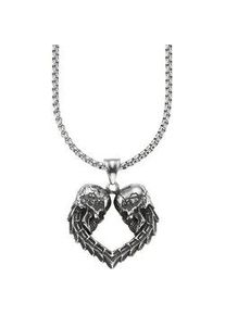 Kette mit Anh&auml;nger Bruno Banani "Schmuck", schwarz (edelstahlfarben, schwarz), Halsketten, Damen, Edelstahl, L: 55 B: 2,8mm, B:2,8mm