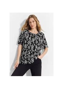 Carmenbluse Cecil, Damen, Gr. XS (36), schwarz, Stoff, 100% Viskose, bedruckt, normal normal, Rundhals, B&uuml;ndchen, Blusen, aus softer Viskose