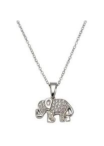 Kette mit Anh&auml;nger Firetti "Schmuck Geschenk Silber 925 Halsschmuck Halskette Ankerkette Elefant", silber (silberfarben, kristallwei&szlig;), Halsketten, Damen, Silber 925 (Sterlingsilber), L: 47, mit Zirkonia (synth.)