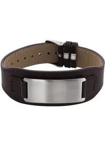 Armband Firetti "Schmuck Geschenk Lederarmband mit ID-Platte verstellbar", braun (edelstahlfarben, braun), Armb&auml;nder, Damen, 22cm, Edelstahl, Armband
