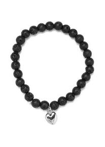 Armband Firetti "Schmuck Geschenk Armschmuck Armkette Edelstein Lavastein", silber (silberfarben, schwarz, schwarz), Armb&auml;nder, Damen, 19cm, Edelstahl Silikon, Edelstahl, Silikon, Armband, Made in Germany - mit Lavastein