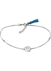 Fu&szlig;kette Vivance "925 Silber Lotusbl&uuml;te + Quaste", wei&szlig;, Fu&szlig;ketten, Damen, 23+2cm, Silber 925 (Sterlingsilber), gl&auml;nzend