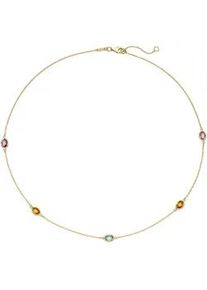 Collier Jobo, gelb (gelbgold 585), Halsketten, Damen, Gelbgold 585, L: 45, Collier, 585 Gold mit Amethyst Blautopas Citrin