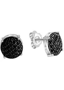 Paar Ohrstecker Celesta "Silber 925 rhodiniert mit schwarzen Zironia-Steinen", silber (silbergrau, schwarz), Ohrringe, Damen, one-size, Silber 925 (Sterlingsilber)