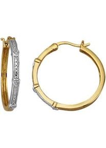 Paar Creolen Firetti "Schmuck Geschenk Silber 925 Ohrschmuck Ohrringe Herzen Bicolor", silber (gelbgoldfarben, silberfarben), Ohrringe, Damen, 25,3mm, 0,02 P3 = leicht erkennbare Einschl&uuml;sse, Diamanten Silber 925 (Sterlingsilber), Diamanten, Silber 925 (Sterlingsilber), mit Diamant