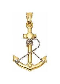 Ankeranh&auml;nger Firetti "Schmuck Geschenk Gold 375 Halsschmuck Anh&auml;nger Halskette "Anker", gold (gelbgold, 375, silberfarben), Schmuckanh&auml;nger, Damen, Gelbgold 375, 1,35 g