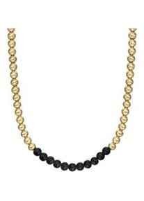 Giorgio Armani Edelstahlkette ARMANI EXCHANGE "Schmuck Geschenk Halsschmuck Halskette Kugeln", schwarz (gelbgoldfarben, schwarz), Halsketten, Damen, Edelstahl, L: 50 B: 6mm, Edelstahlkette, mit Glasstein, B:6mm