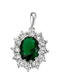 Kettenanh&auml;nger Firetti "Schmuck Geschenk Silber 925 Halsschmuck Anh&auml;nger Lady D Diana Royal", gr&uuml;n (silberfarben, smaragdgr&uuml;n, kristallwei&szlig;, smaragdgr&uuml;n, kristallwei&szlig;), Schmuckanh&auml;nger, Damen, Silber 925 (Sterlingsilber), 2,1 g, Kettenanh&auml;nger, mit Glasstein, Zirkonia (synth.)