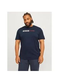Jack & Jones PlusSize T-Shirt "JJECORP LOGO TEE PLAY SS O-N NOOS PLS", Herren, Gr. 4XL, blau (navy blazer), Single Jersey, Obermaterial: 100% Baumwolle, JACK & JONES PLUSSIZE, bedruckt, Basic, slim fit normal, Rundhals, Shirts T-Shirt