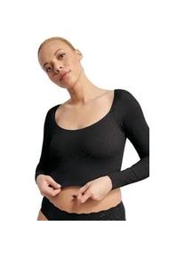 Longsleeve Sloggi "ZERO Feel Bliss", Damen, Gr. M, schwarz, Spitze, Obermaterial: 76% Polyamid, 24% Elasthan, unifarben, figurbetont bauchfrei, eckiger Ausschnitt, Shirts, nahtlos mit Spitzenoptik, weich, elastisch