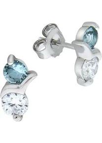 Paar Ohrstecker Vivance "925/- Sterling Silber rhodiniert Zirkonia und Kristall", wei&szlig; (wei&szlig;, wei&szlig;), Ohrringe, Damen, one-size, Silber 925 (Sterlingsilber)
