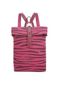 Cityrucksack Fritzi aus Preussen "Izzy03", Damen, Gr. B/H/T: 18cm, pink (pink, braun), Baumwolle, Kunstfaser, Rucks&auml;cke Cityrucksack, mit stufenlosvertellbaren Tr&auml;gern
