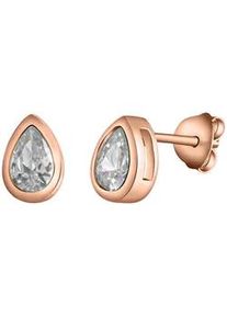 Paar Ohrstecker Vivance "925/- Sterling Silber rotvergoldet Zirkonia", rot (rot, wei&szlig;), Ohrringe, Damen, one-size, Silber 925 (Sterlingsilber)