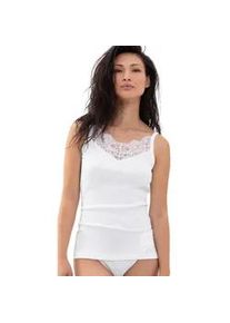 Spaghettitop Mey "Orangic Cotton", Damen, Gr. L, wei&szlig;, Feinripp, Obermaterial: 94% Baumwolle, 6% Elasthan, schmal h&uuml;ftbedeckend, tiefer V-Ausschnitt, Tops, tiefer V-Ausschnitt, Baumwollmischung, Feinripp, Spitze