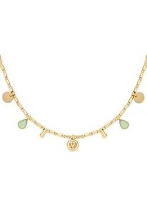 Kette mit Anh&auml;nger Leonardo "Halskette Ella", bunt (gelbgoldfarben, kristallwei&szlig;, gelb, aquablau), Halsketten, Damen, Edelstahl, L: 50 B: 2mm, mit Kristallglas, B:2mm