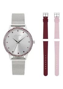 Quarzuhr, silber (silberfarben, rot, rosa), ANISTON JEWELRY & WATCHES, Armbanduhren, Damen, Quarzuhr, Armbanduhr, Damenuhr, Ideal auch als Geschenk, neue Kollektion