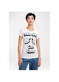 T-Shirt logoshirt "This Girl Can Shop", Damen, Gr. XS, schwarz-wei&szlig; (wei&szlig;, schwarz), 100% Baumwolle, bedruckt, normal, Rundhals, Shirts T-Shirt, mit witzigem Statement-Print