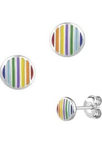 Paar Ohrstecker Firetti "Schmuck Geschenk Silber 925 Ohrschmuck Ohrringe Regenbogen", bunt (silberfarben, bunt), Ohrringe, Damen, 5,5mm, Silber 925 (Sterlingsilber), Made in Germany - mit Lack
