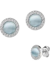 Paar Ohrstecker Firetti "Schmuck Geschenk Silber 925 Ohrschmuck Ohrringe Kreis rund", wei&szlig; (silberfarben, hellblau, kristallwei&szlig;, hellblau, kristallwei&szlig;), Ohrringe, Damen, 9mm, Silber 925 (Sterlingsilber), Made in Germany - mit Kristallstein, Zirkonia (synth.)